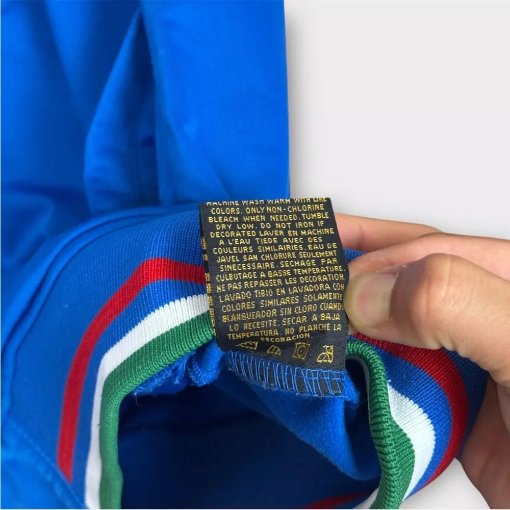 VINTAGE FUTBOL Embroidered ITALIA Zip Up Track Jacket Mens XXL 2XL Blue Soccer